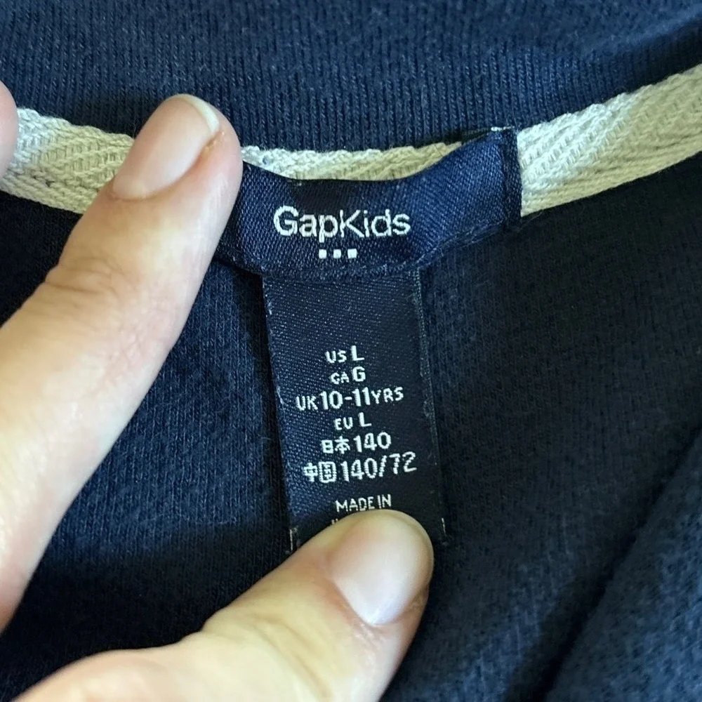 Gap Boys Sweater Size‎ Large 1/4 Zip Mock Neck Blue Striped Knit